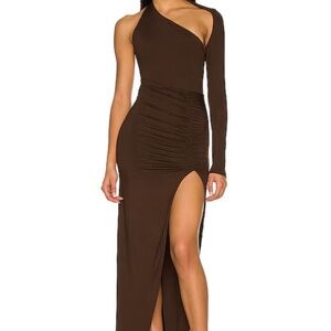 Superdown REVOLVE Romona Maxi Dress slit in Chocolate size XS sold out, like new